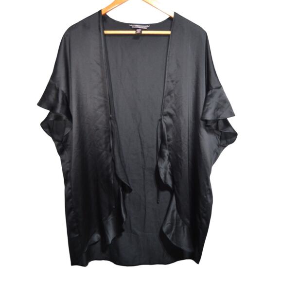 Victoria's Secret Black Ruffle Kimono Robe Black One Size - Picture 4 of 7